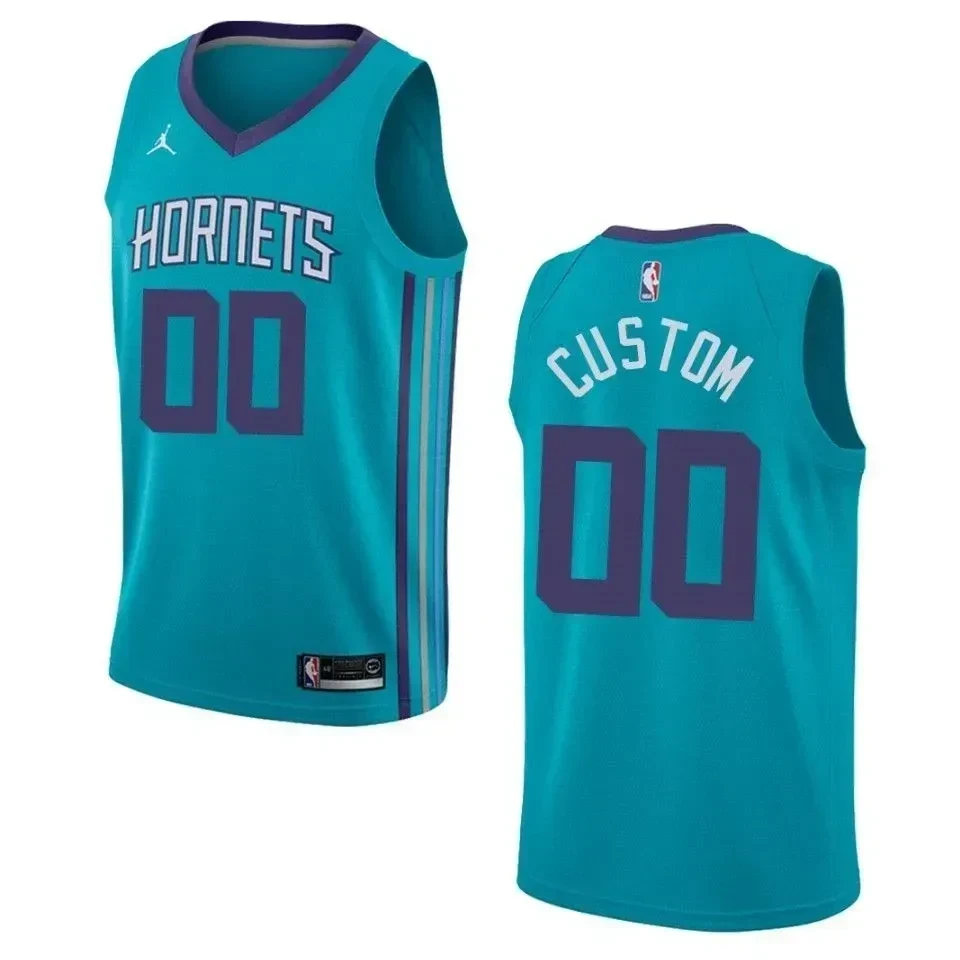 Men's Charlotte Hornets 00 Custom Icon Swingman Jersey - Teal - JS618 