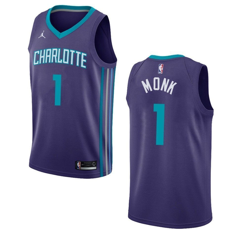 Men's Charlotte Hornets 1 Malik Monk Statement Swingman Jersey - Purple - JS791 