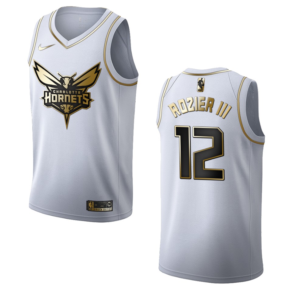 Men’s Charlotte Hornets #12 Terry Rozier Iii Golden Edition Jersey – White