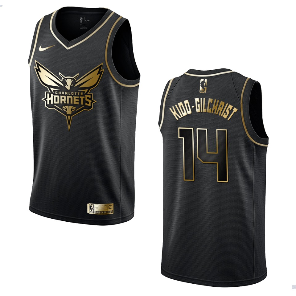 Men’s Charlotte Hornets #14 Michael Kidd-gilchrist Golden Edition Jersey – Black