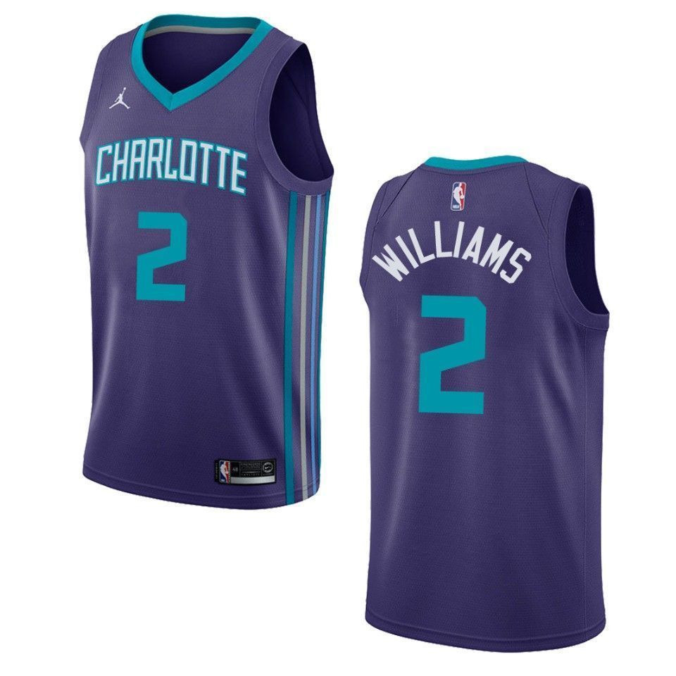 Men's Charlotte Hornets 2 Marvin Williams Statement Swingman Jersey - Purple - JS962 
