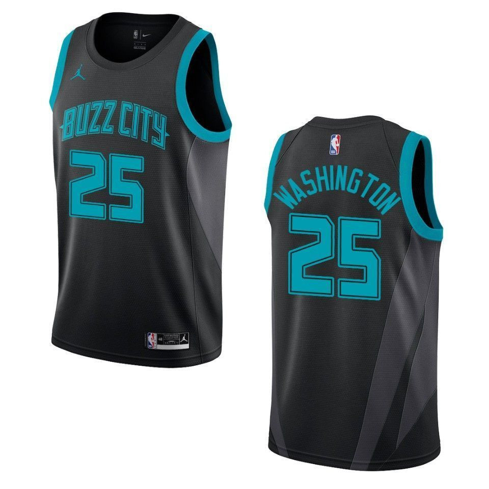 Men's Charlotte Hornets 25 P.j. Washington City Swingman Jersey - Black - JS743 