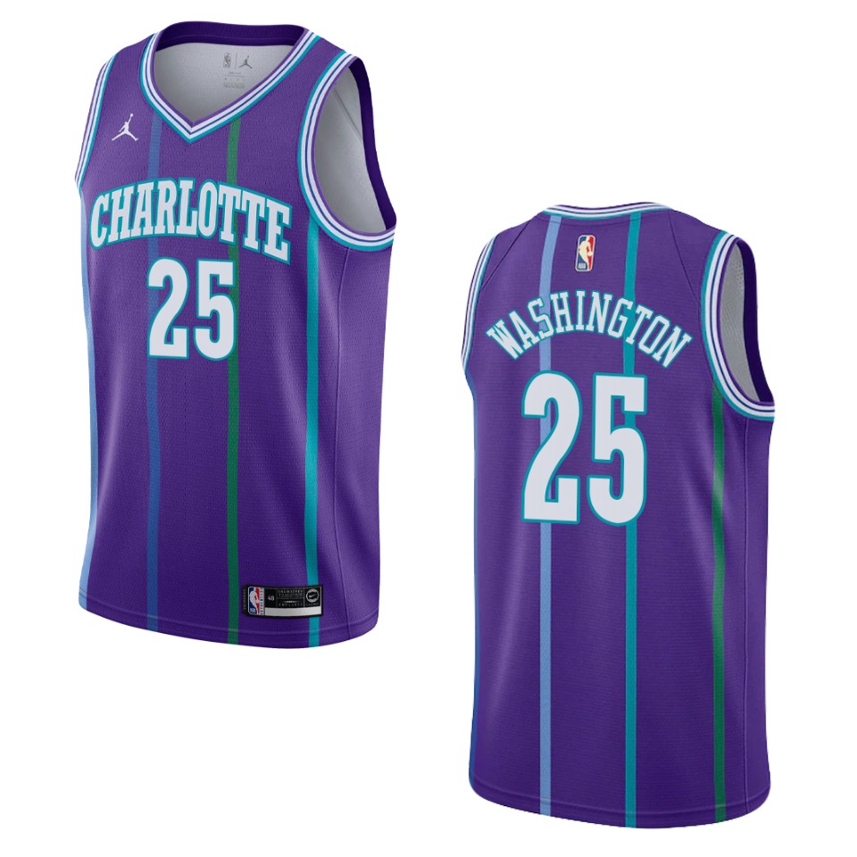 Men's Charlotte Hornets #25 P.j. Washington Hardwood Classics Swingman Jersey - Purple