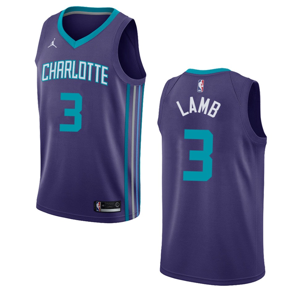 Men's Charlotte Hornets #3 Jeremy Lamb Statement Swingman Jersey - Purple