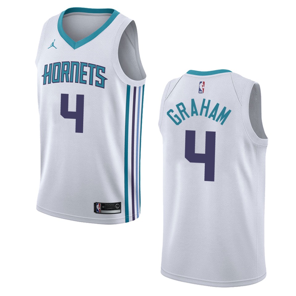 Men's Charlotte Hornets #4 Devonte' Graham Association Swingman Jersey - White
