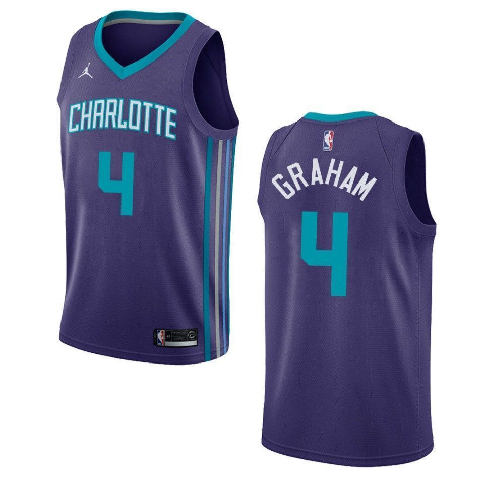 Men's Charlotte Hornets 4 Devonte' Graham Statement Swingman Jersey - Purple - JS668 