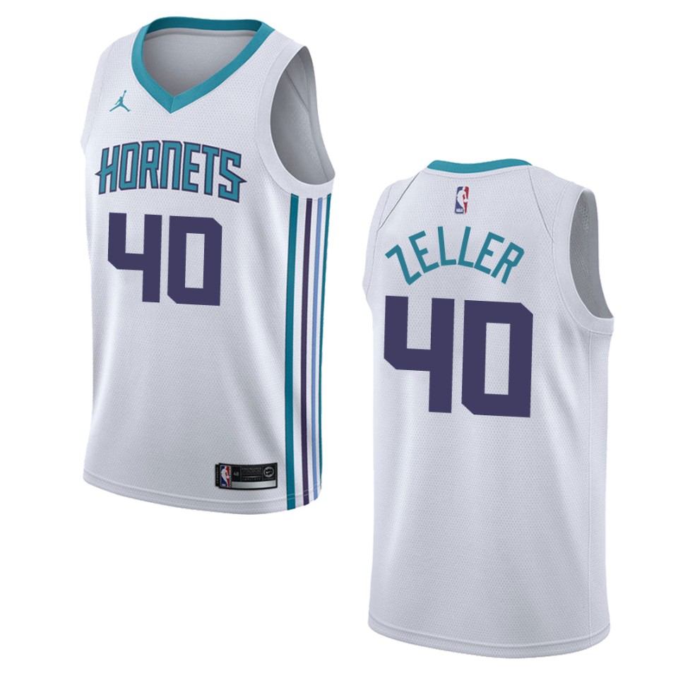 Men's Charlotte Hornets #40 Cody Zeller Association Swingman Jersey - White