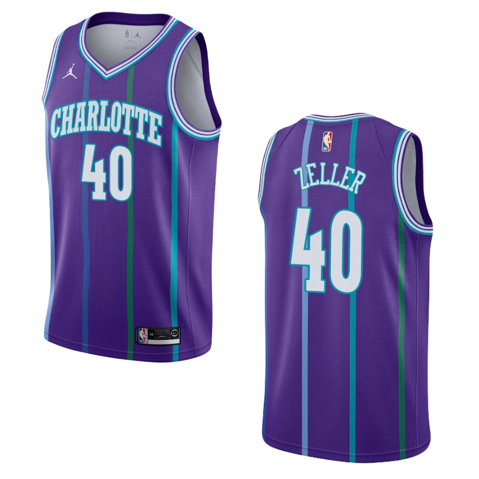 Men's Charlotte Hornets #40 Cody Zeller Hardwood Classics Swingman Jersey - Purple