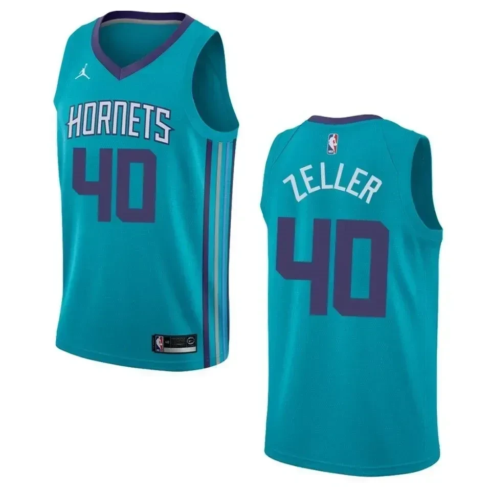 Men's Charlotte Hornets 40 Cody Zeller Icon Swingman Jersey - Teal - JS165 