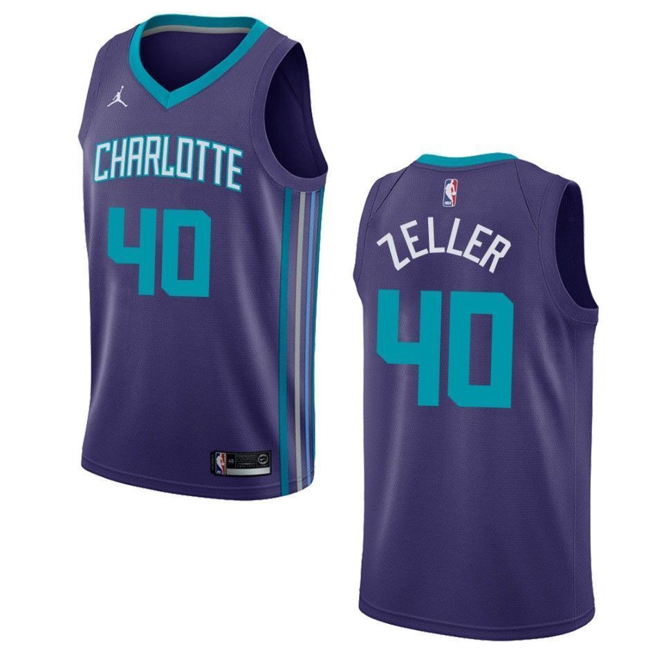 Men's Charlotte Hornets 40 Cody Zeller Statement Swingman Jersey - Purple - JS779 