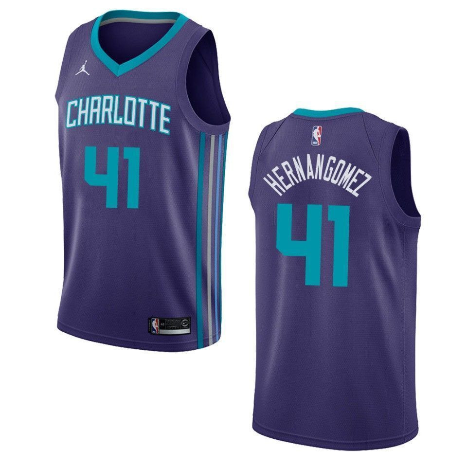 Men's Charlotte Hornets 41 Willy Hernangomez Statement Swingman Jersey - Purple - JS648 