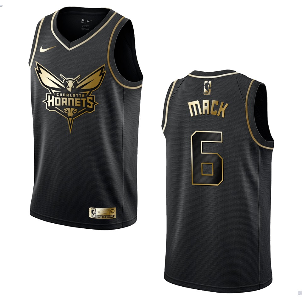 Men’s Charlotte Hornets #6 Shelvin Mack Golden Edition Jersey – Black