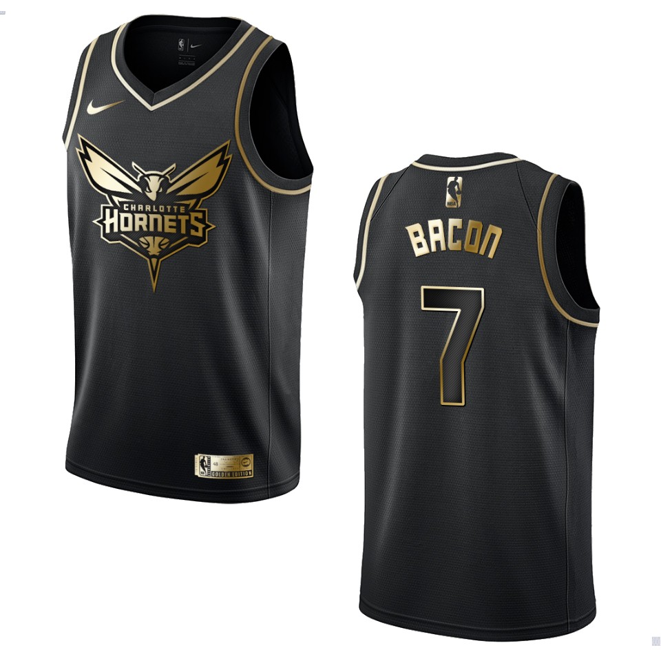 Men’s Charlotte Hornets #7 Dwayne Bacon Golden Edition Jersey – Black