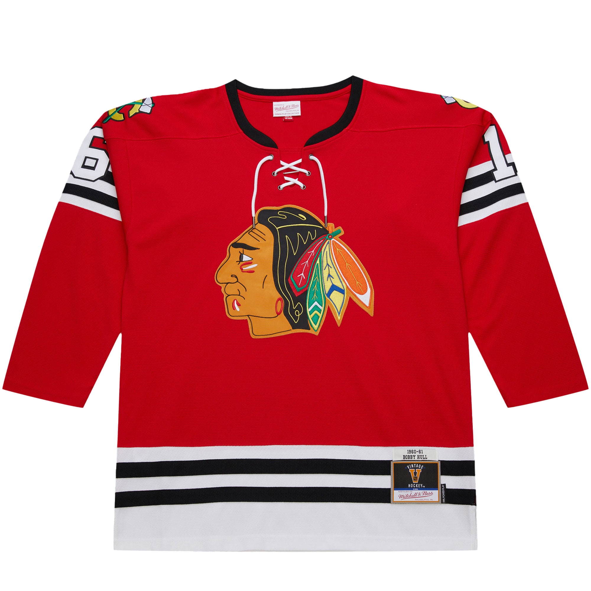 Alternative view of Men's Chicago Blackhawks Bobby Hull Scarlet 1960-61 Power Play Jersey - JS287 