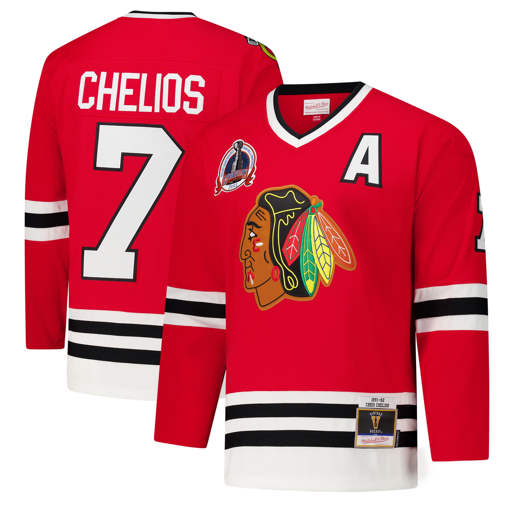 Men's Chicago Blackhawks Chris Chelios Red 1991-92 Power Play Jersey - JS953 