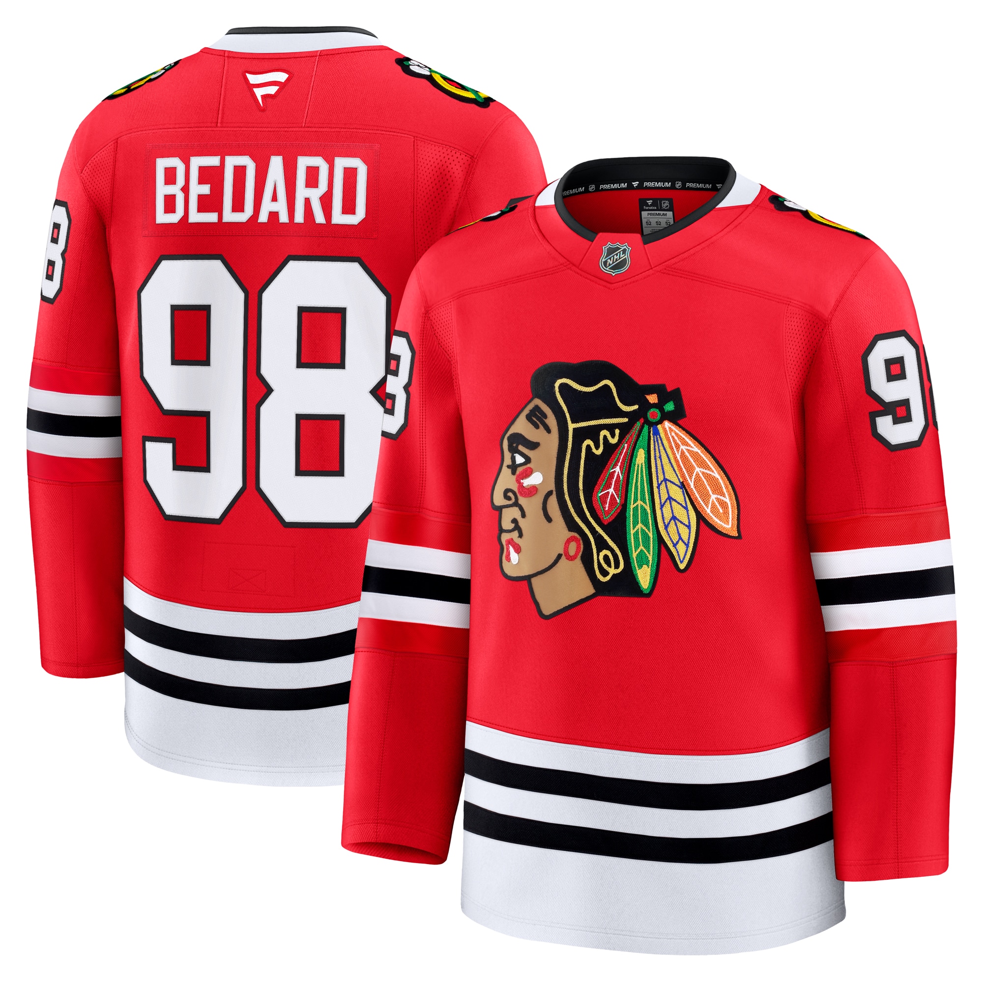 Men's Chicago Blackhawks Connor Bedard Red Home Premium Jersey - JS914 