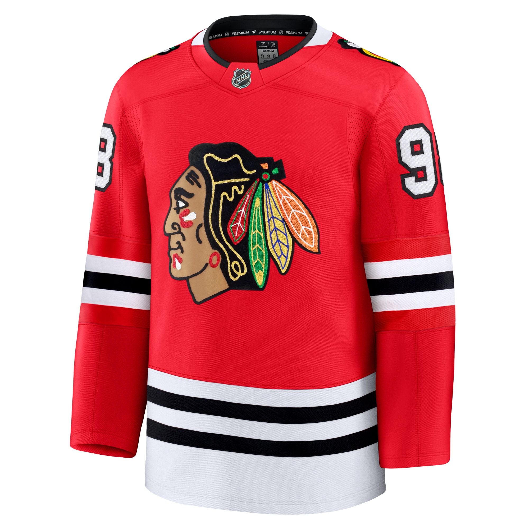 Alternative view of Men's Chicago Blackhawks Connor Bedard Red Home Premium Jersey - JS914 