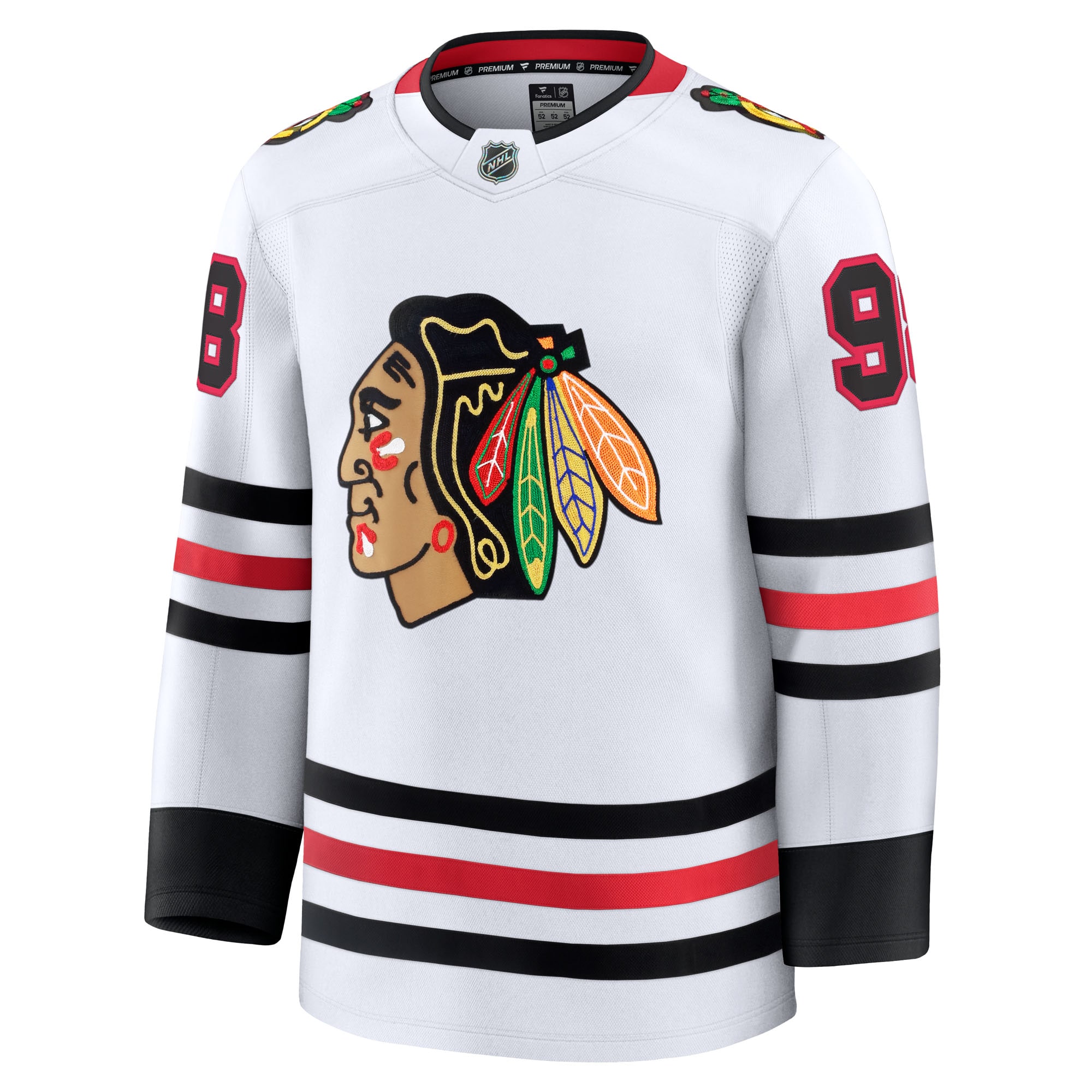 Alternative view of Men's Chicago Blackhawks Connor Bedard White Away Premium Jersey - JS121 