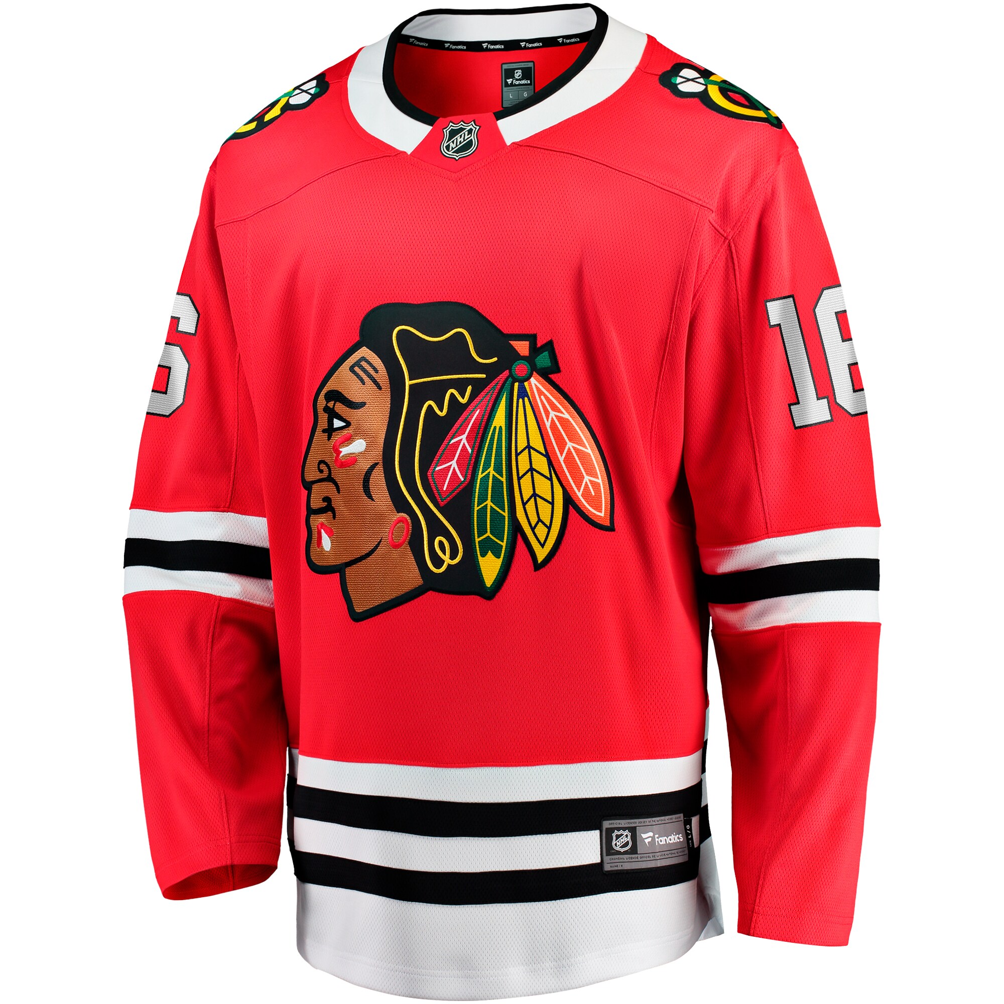 Alternative view of Men's Chicago Blackhawks Jason Dickinson Red Home Breakaway Jersey - JS328 