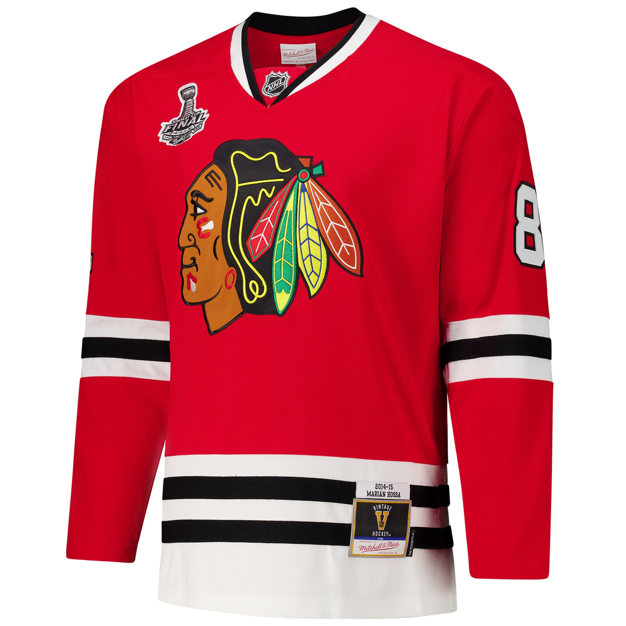 Alternative view of Men's Chicago Blackhawks Marian Hossa Red 2014-15 Power Play Jersey - JS343 