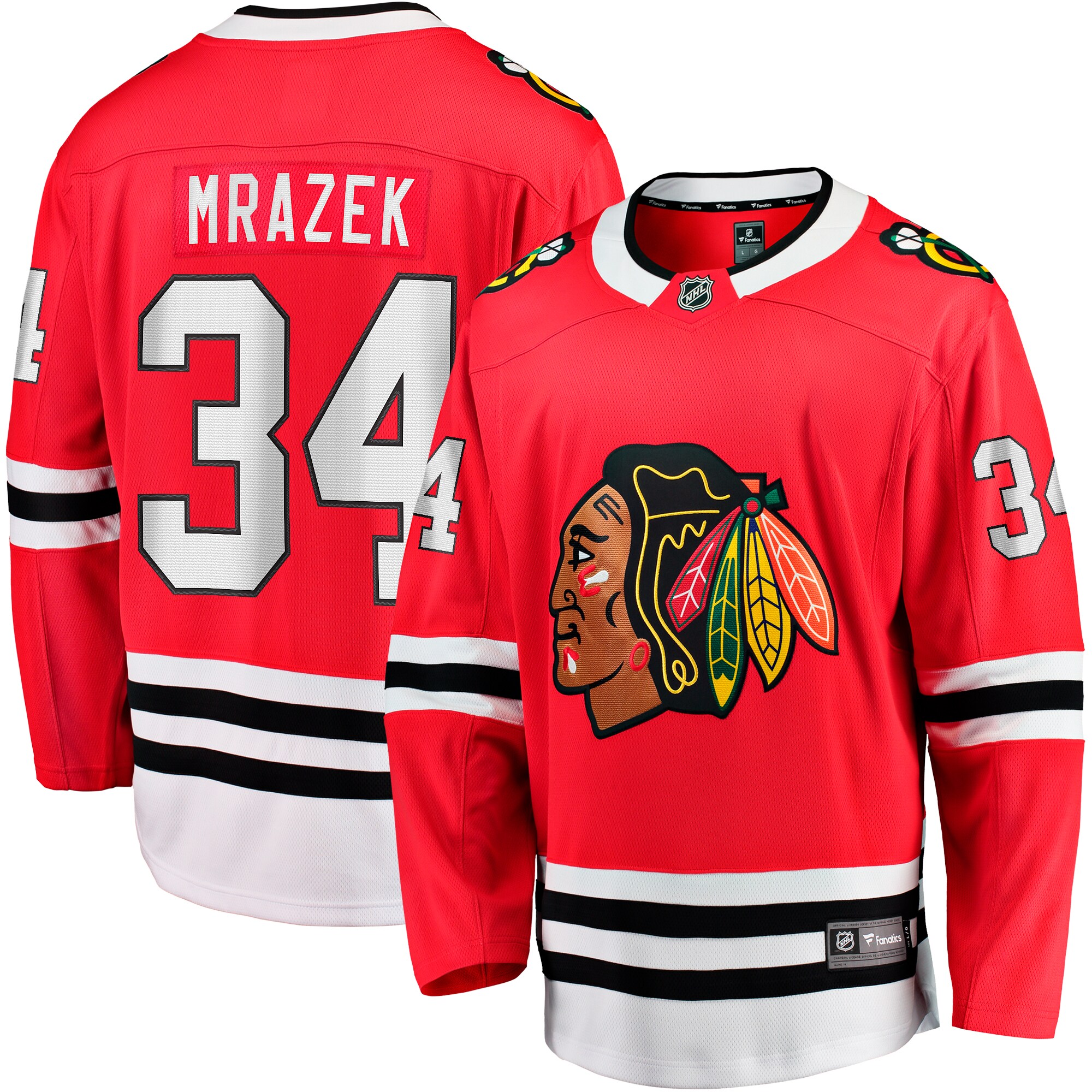 Men's Chicago Blackhawks Petr Mrazek Red Home Breakaway Jersey - JS537 