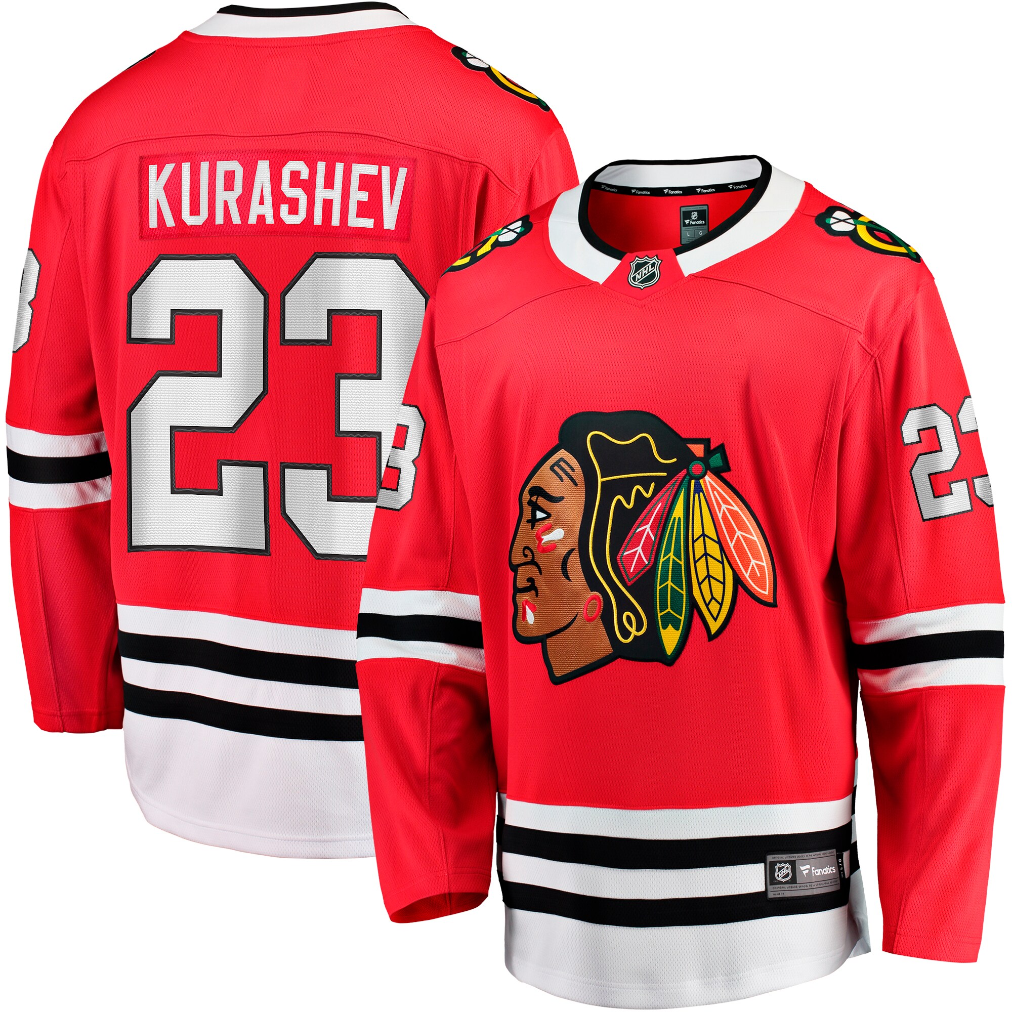 Men's Chicago Blackhawks Philipp Kurashev Red Home Breakaway Player Jersey - JS247 
