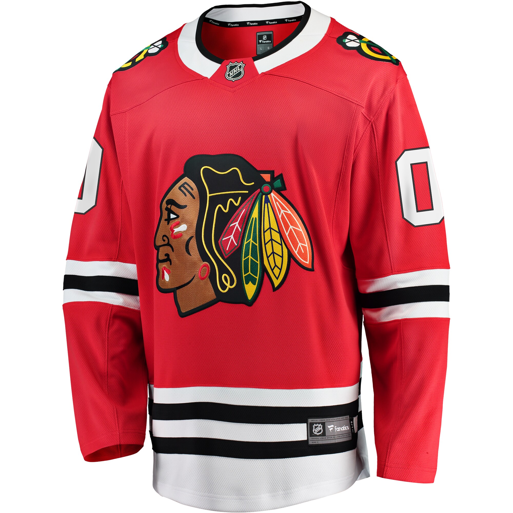 Alternative view of Men's Chicago Blackhawks Red Home Breakaway Custom Jersey - JS871 