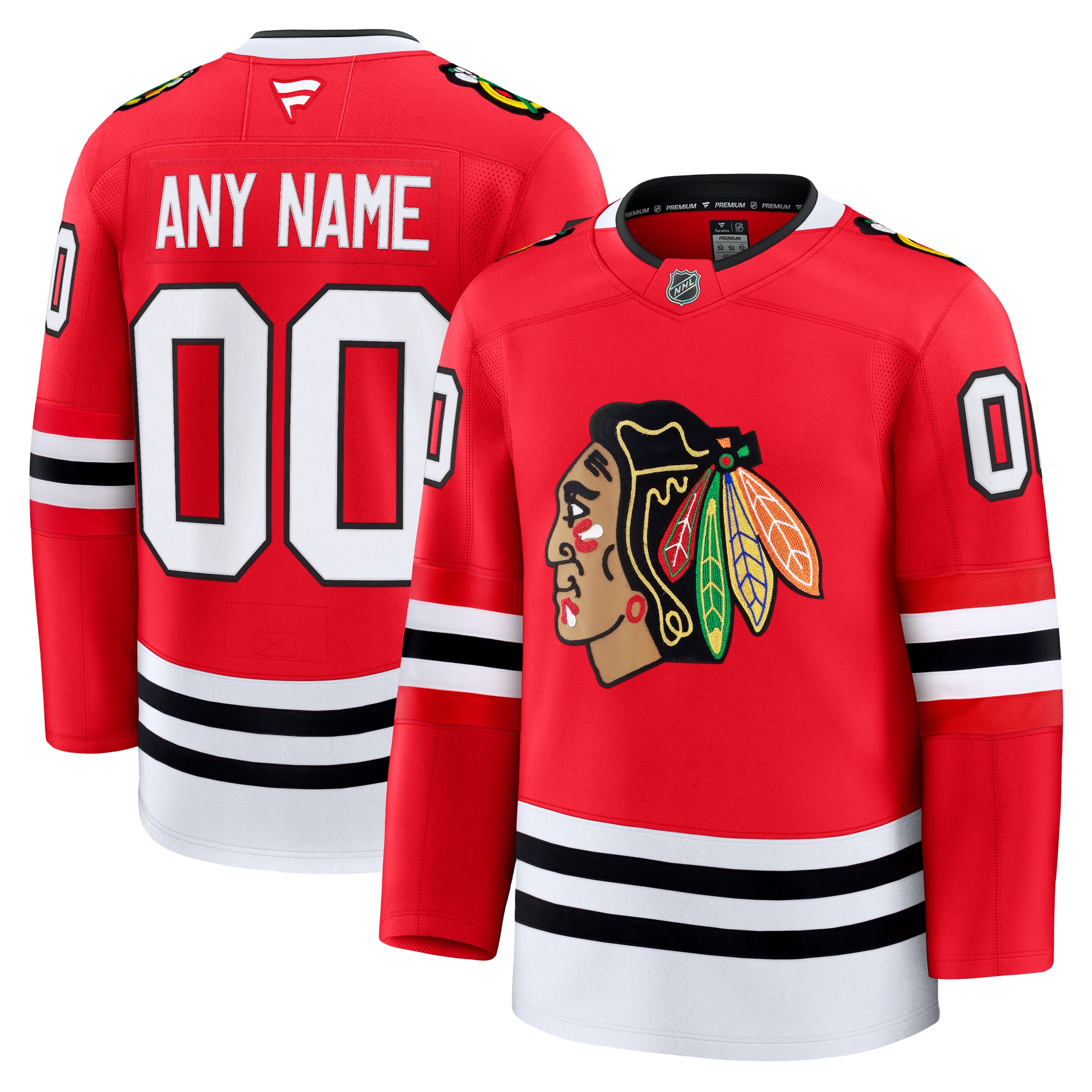 Men's Chicago Blackhawks Red Home Premium Custom Jersey - JS501 