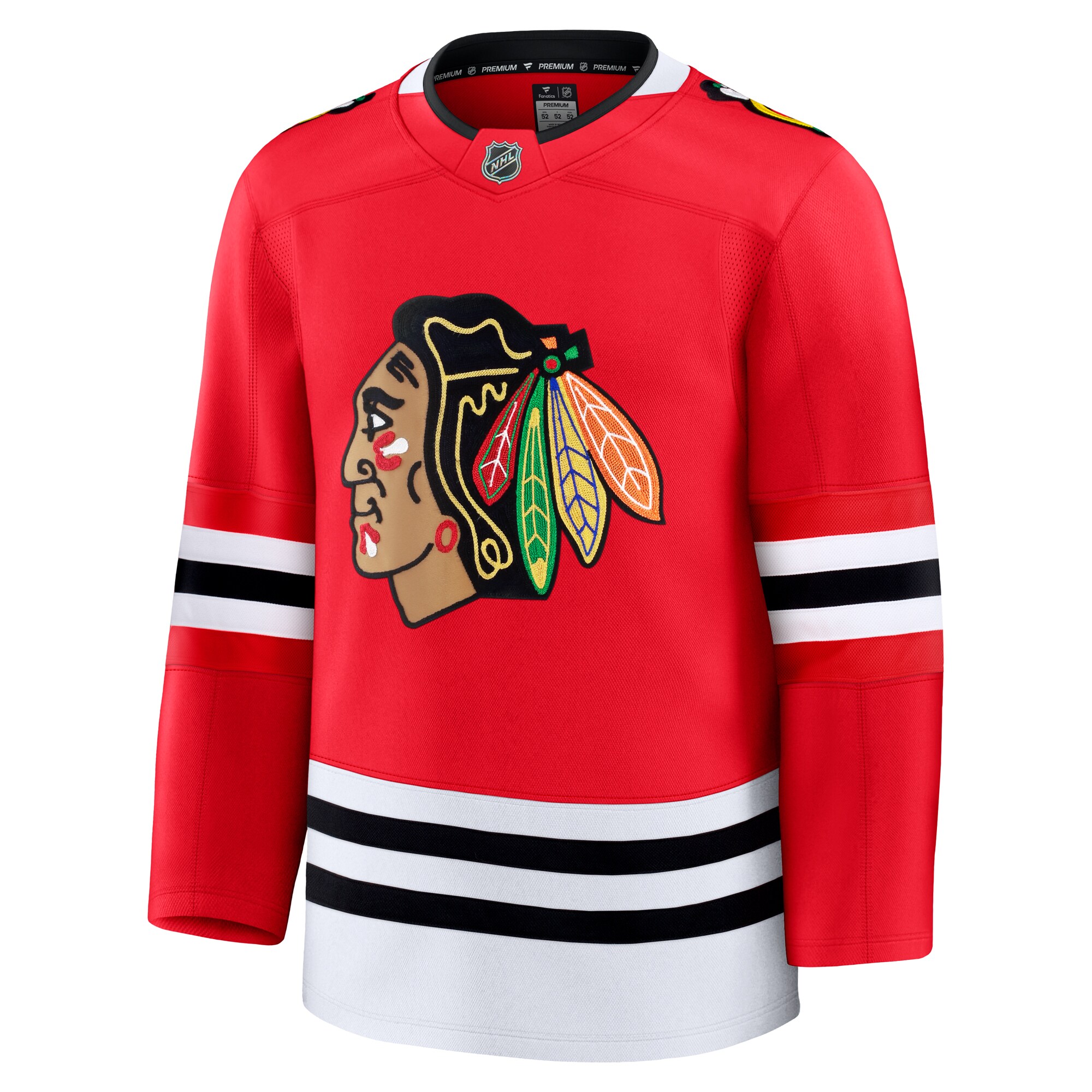 Alternative view of Men's Chicago Blackhawks Red Home Premium Jersey - JS808 