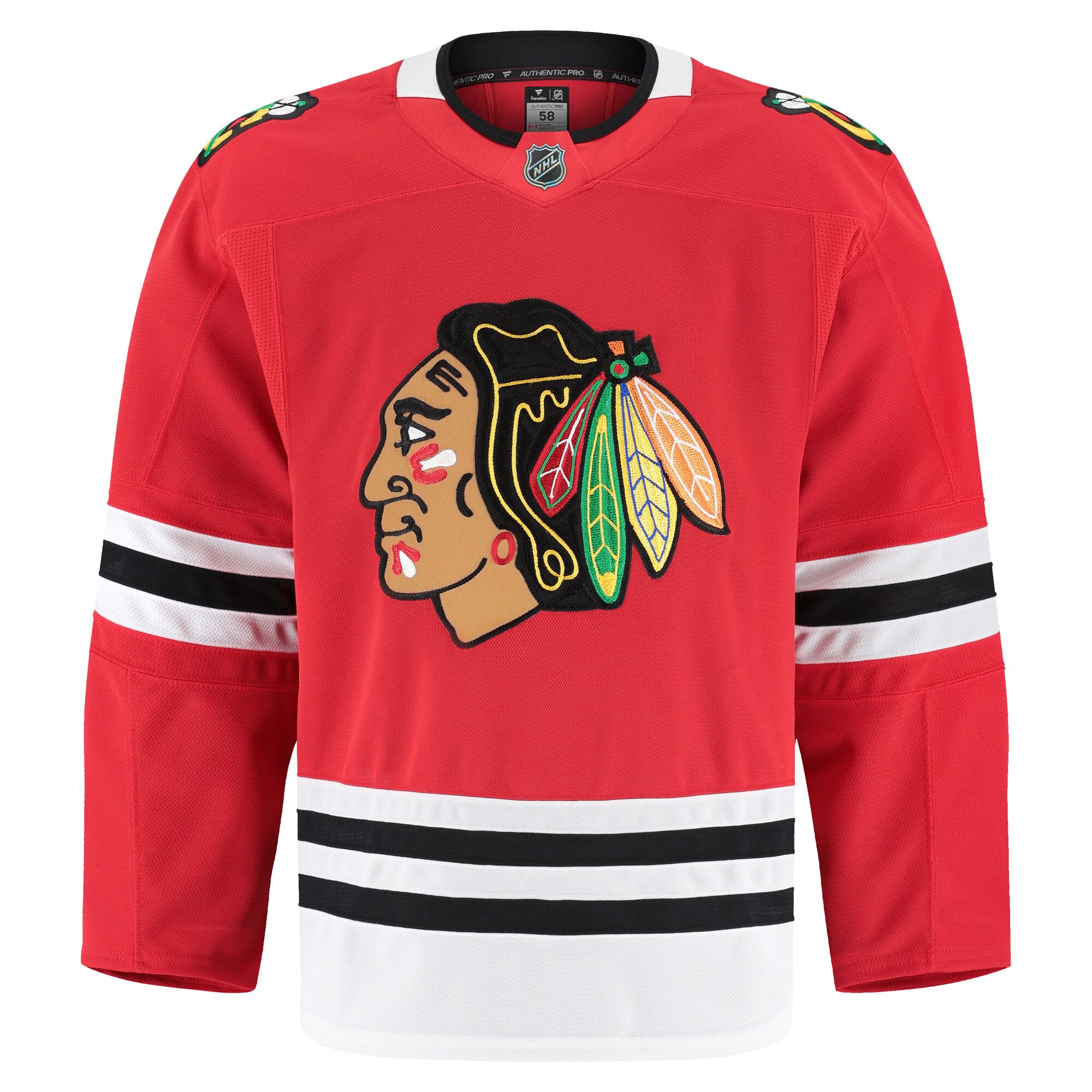 Alternative view of Men's Chicago Blackhawks Red Home Pro Jersey - JS197 