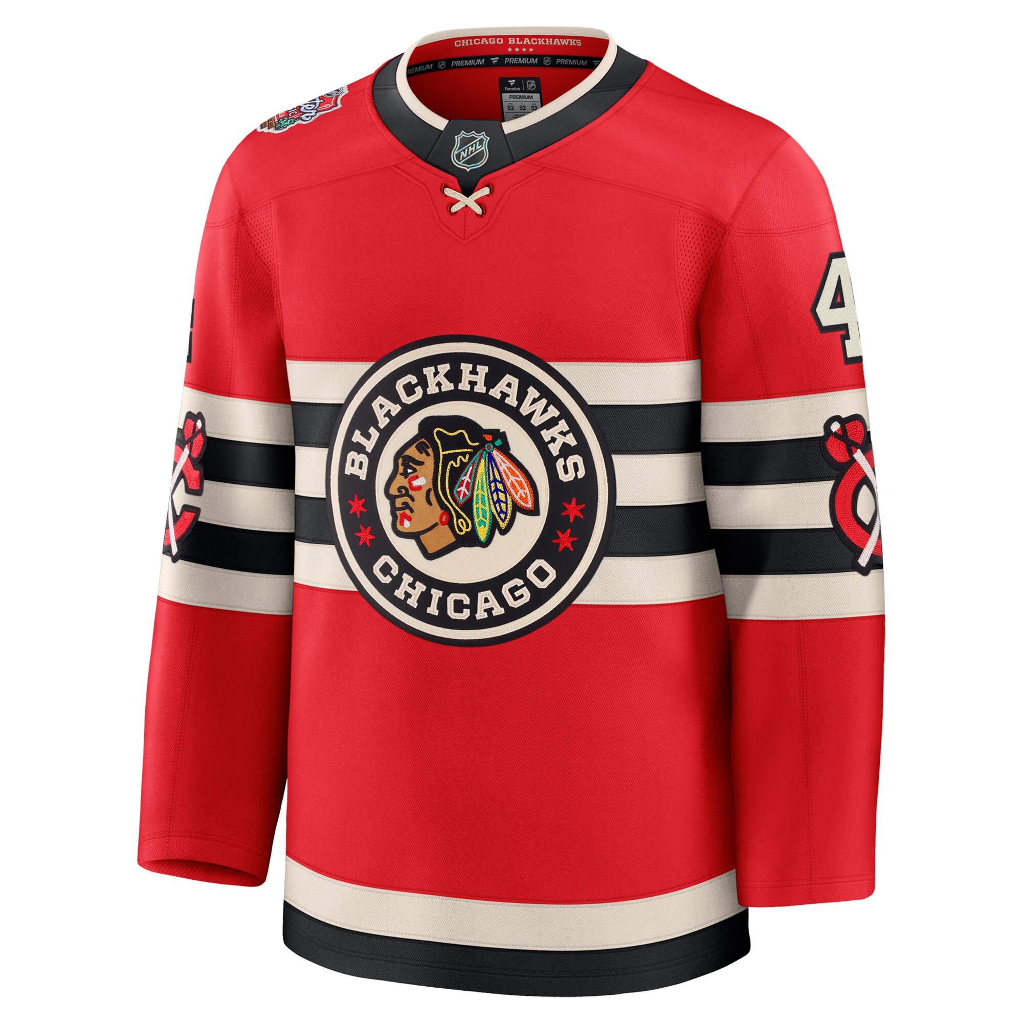 Alternative view of Men's Chicago Blackhawks Seth Jones Red 2025 NHL Winter Classic Premium Player Jersey - JS986 