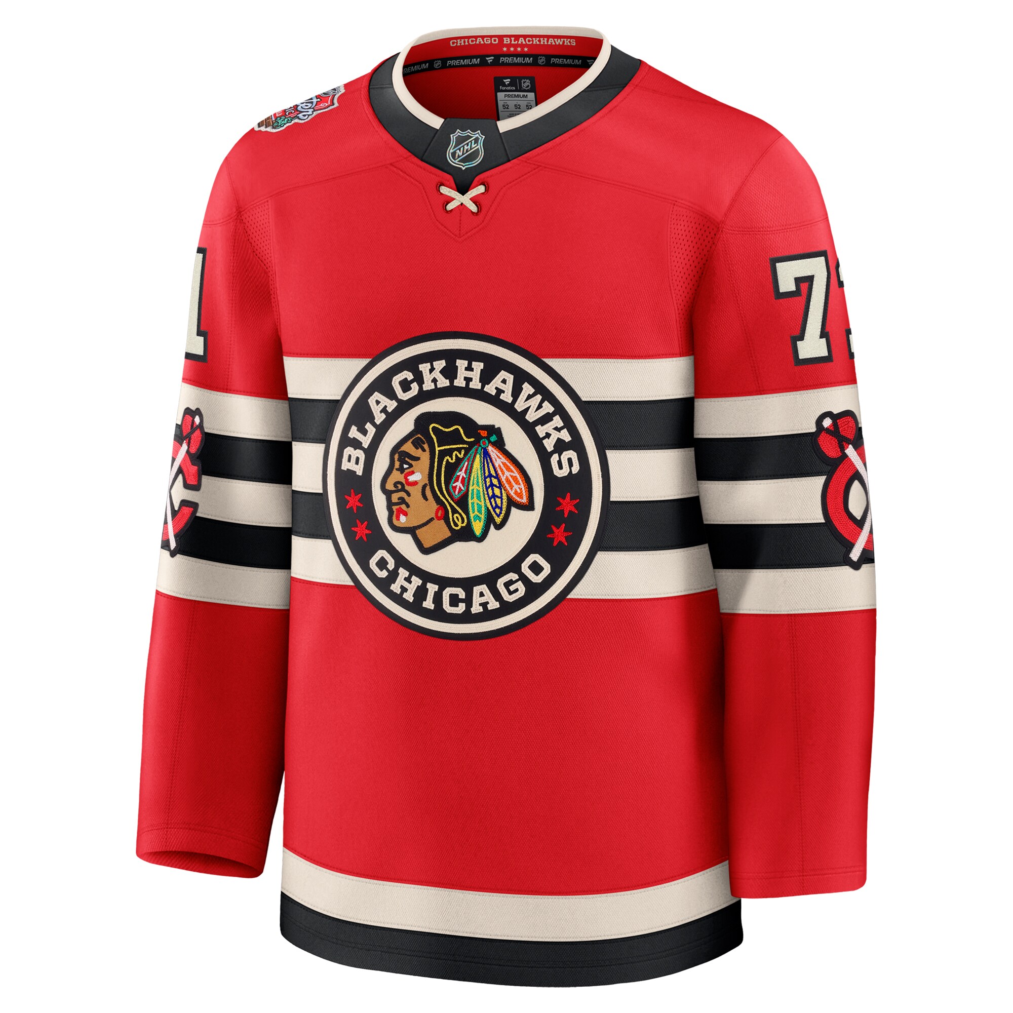 Alternative view of Men's Chicago Blackhawks Taylor Hall Red 2025 NHL Winter Classic Premium Player Jersey - JS713 