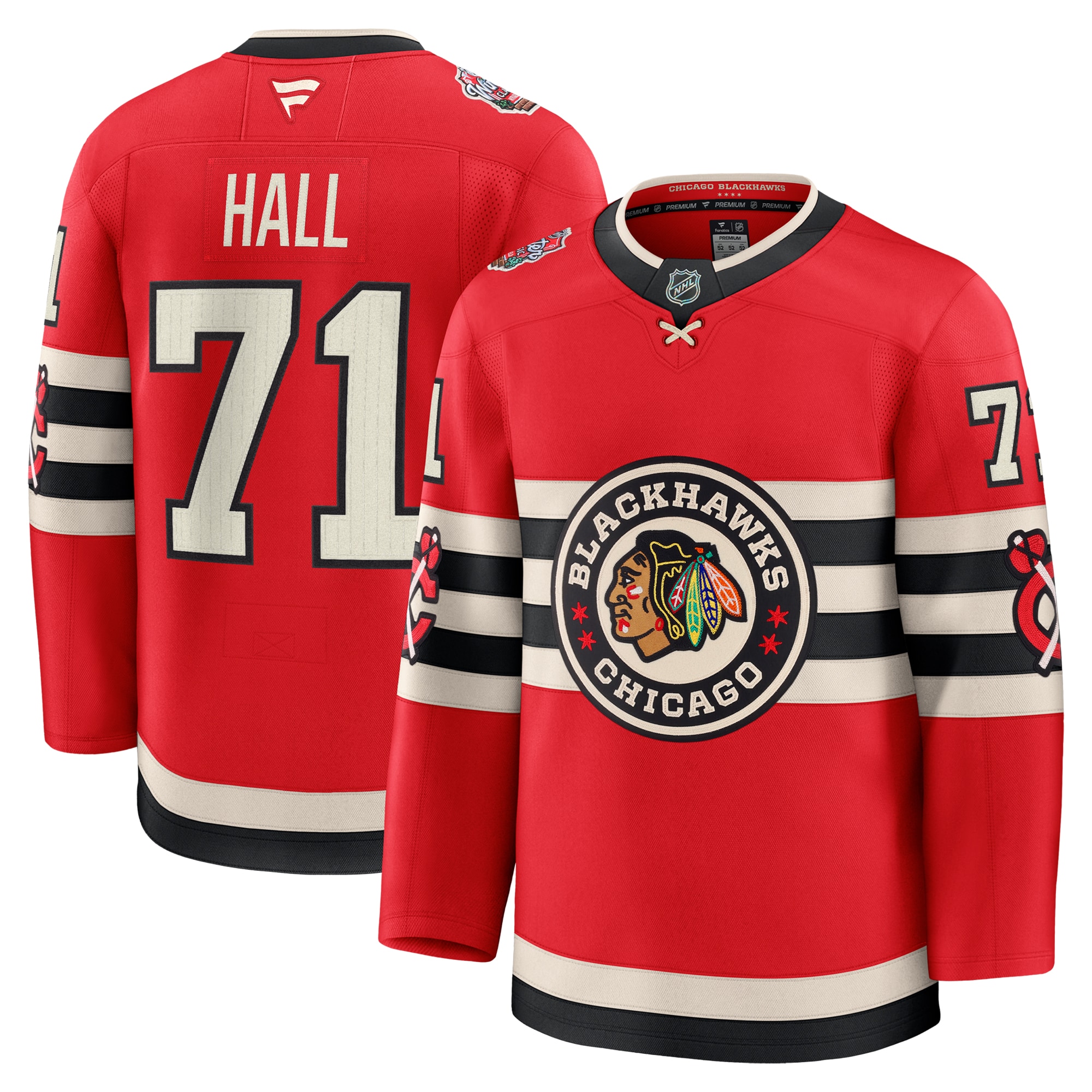 Men's Chicago Blackhawks Taylor Hall Red 2025 NHL Winter Classic Premium Player Jersey - JS814 