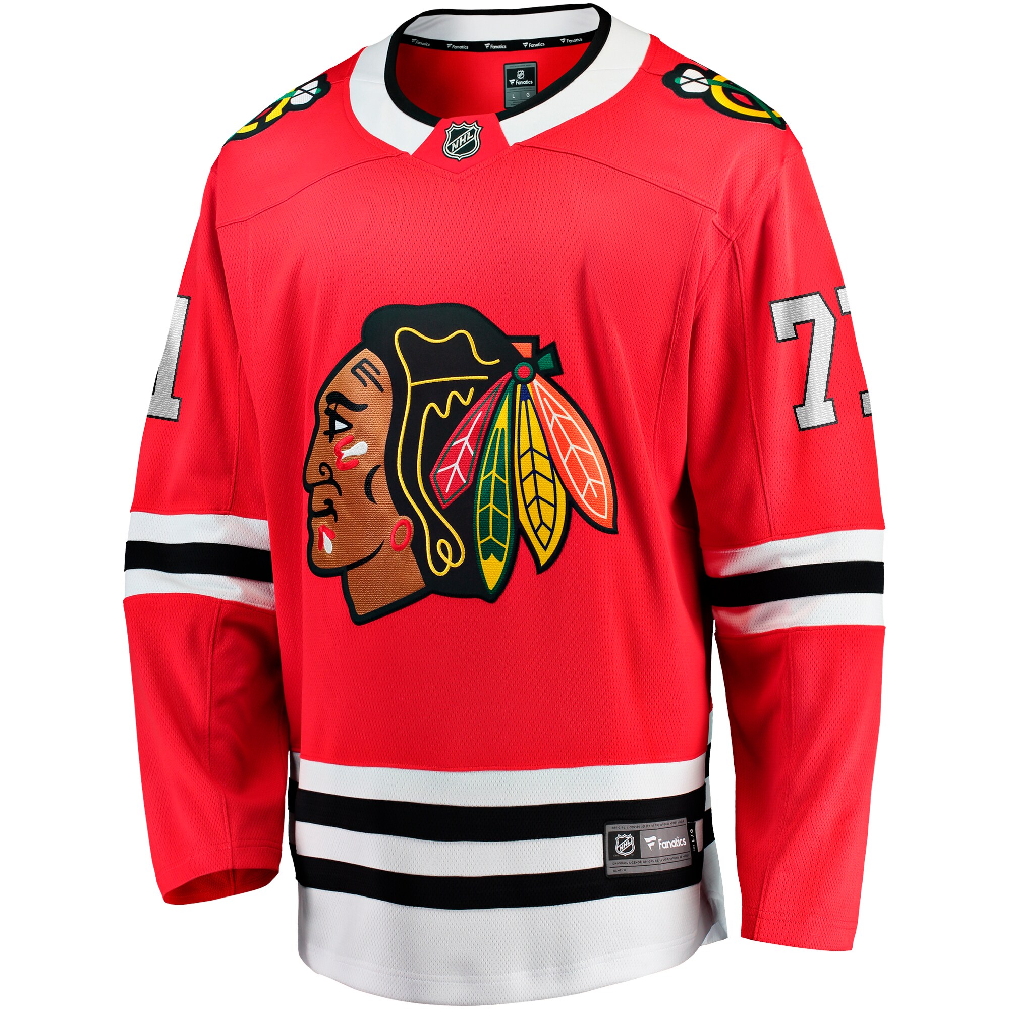 Alternative view of Men's Chicago Blackhawks Taylor Hall Red Home Breakaway Player Jersey - JS955 