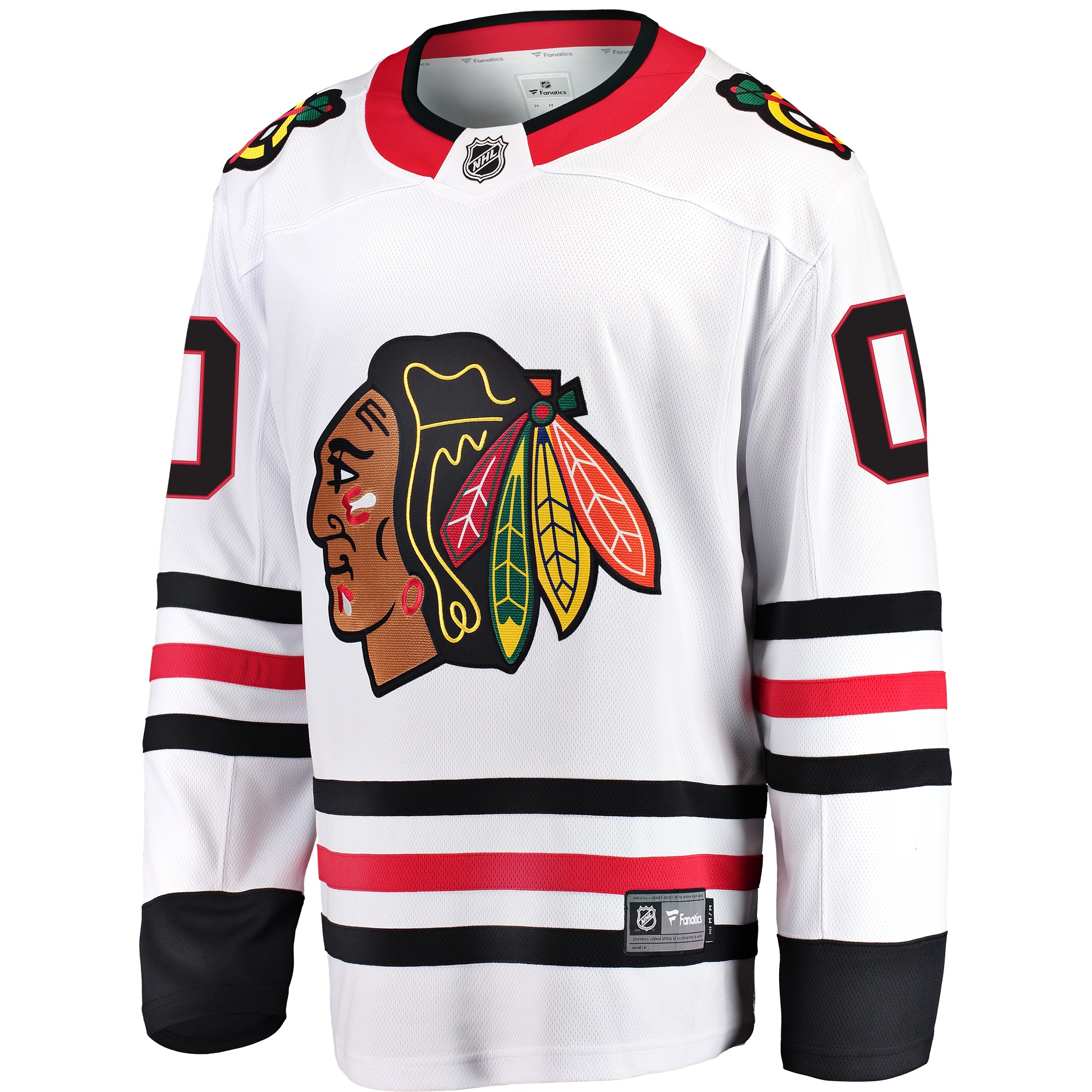 Alternative view of Men's Chicago Blackhawks White Away Breakaway Custom Jersey - JS709 