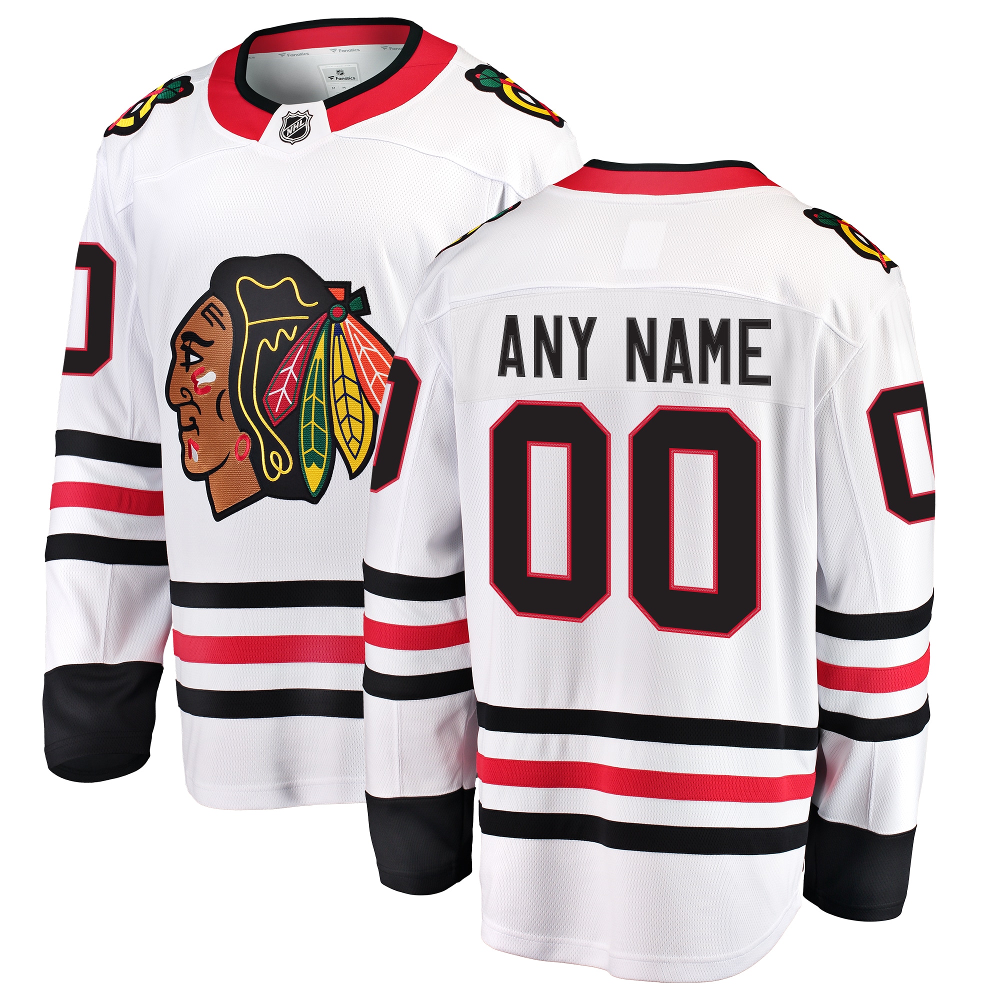 Men's Chicago Blackhawks White Away Breakaway Custom Jersey - JS709 