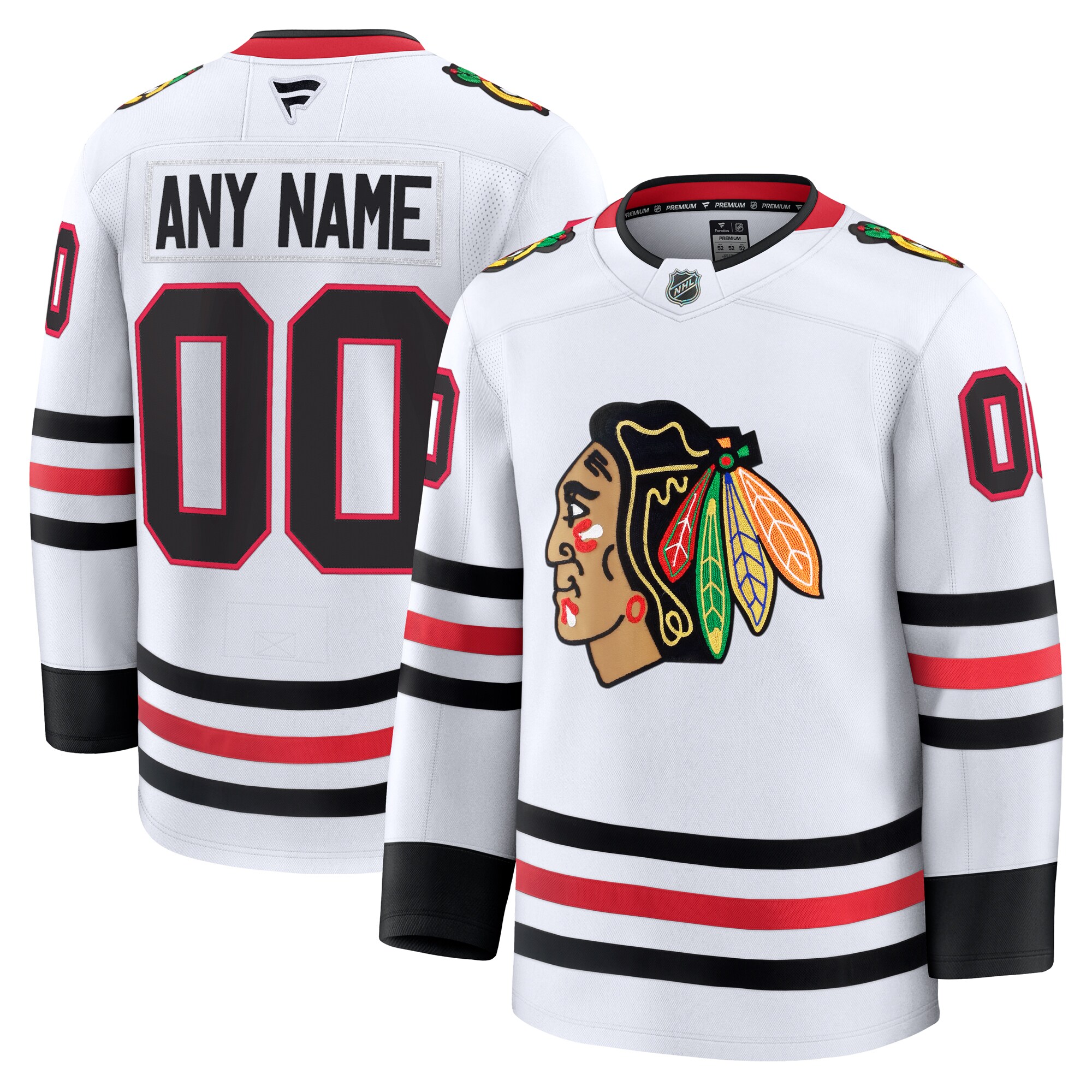 Men's Chicago Blackhawks White Away Premium Custom Jersey - JS719 