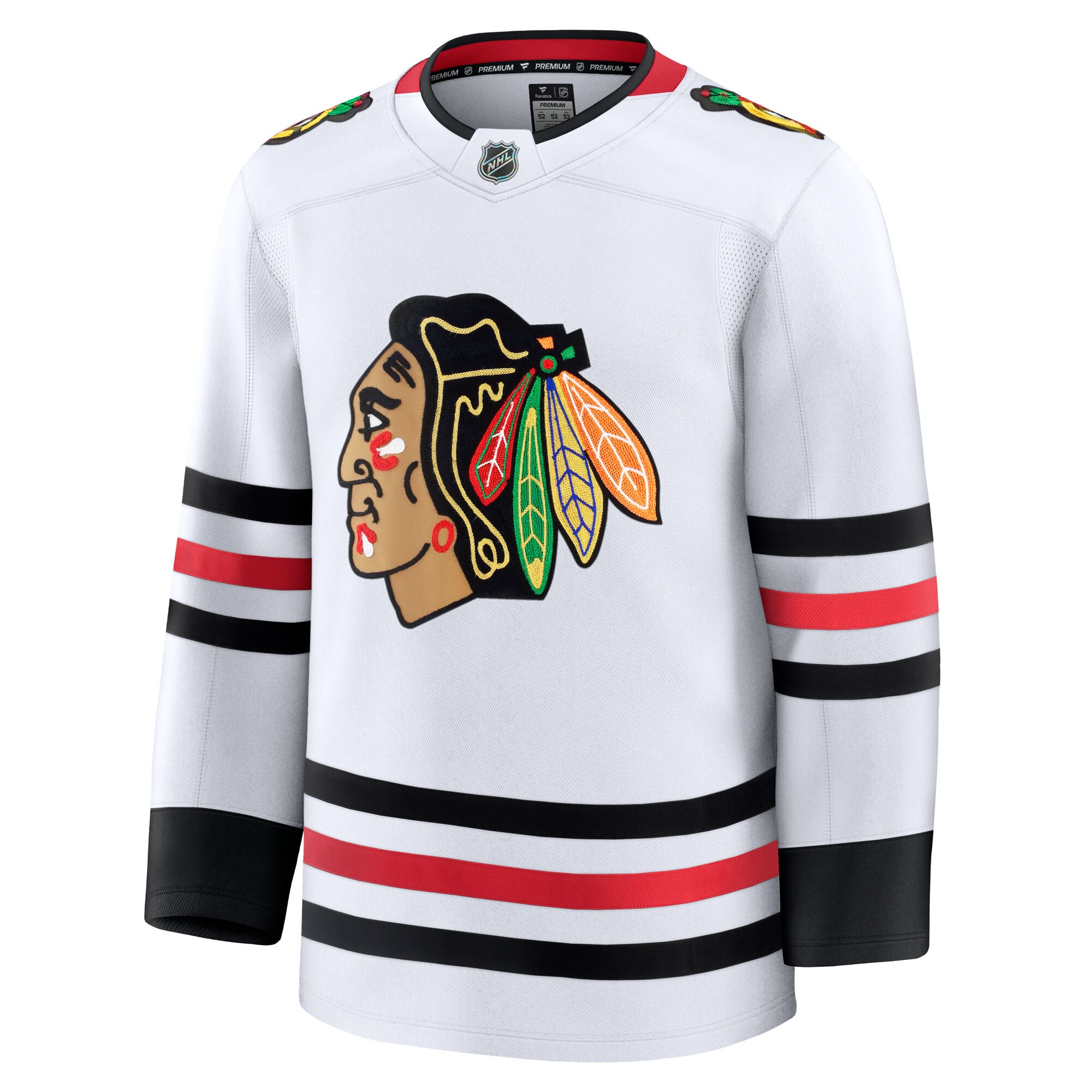 Alternative view of Men's Chicago Blackhawks White Away Premium Jersey - JS801 
