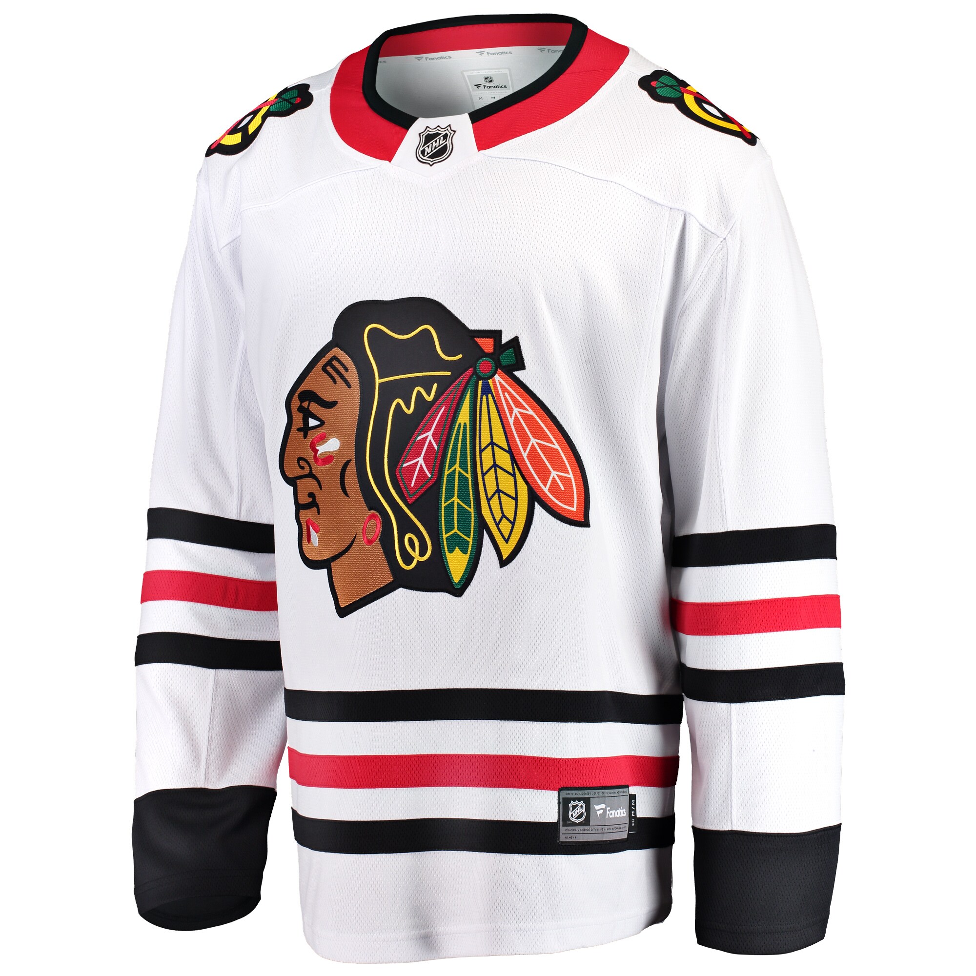 Alternative view of Men's Chicago Blackhawks White Breakaway Away Jersey - JS931 