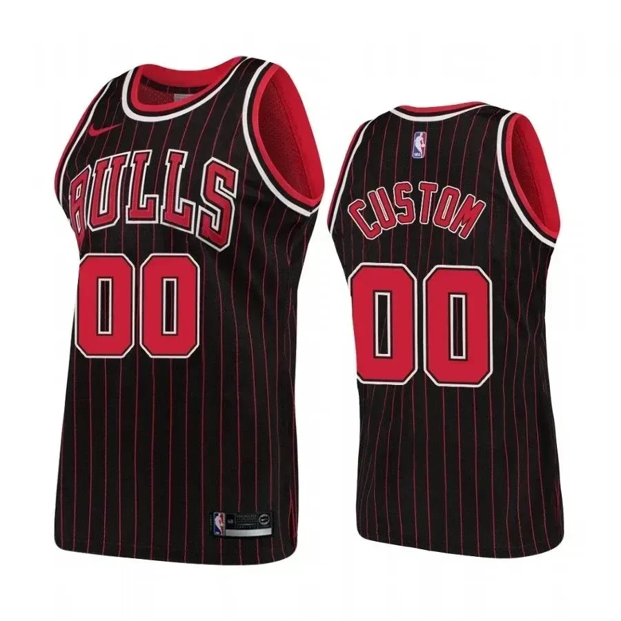 Men's Chicago Bulls 00 Custom Hardwood Classics Black Jersey - JS616 