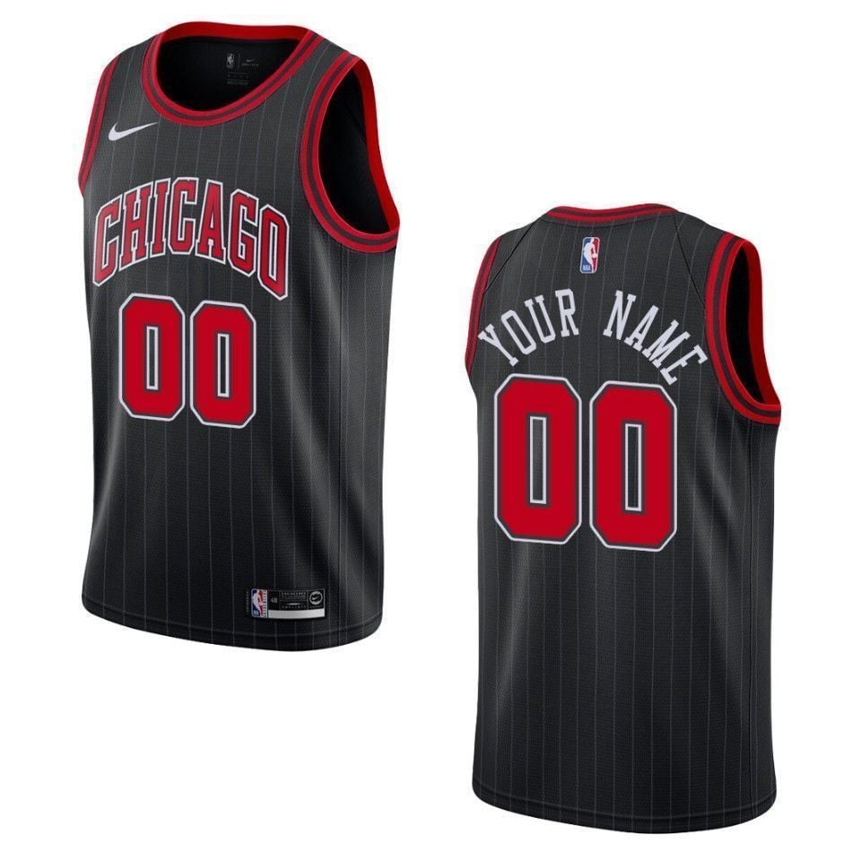 Men's Chicago Bulls 00 Custom Statement Swingman Jersey - Black - JS276 