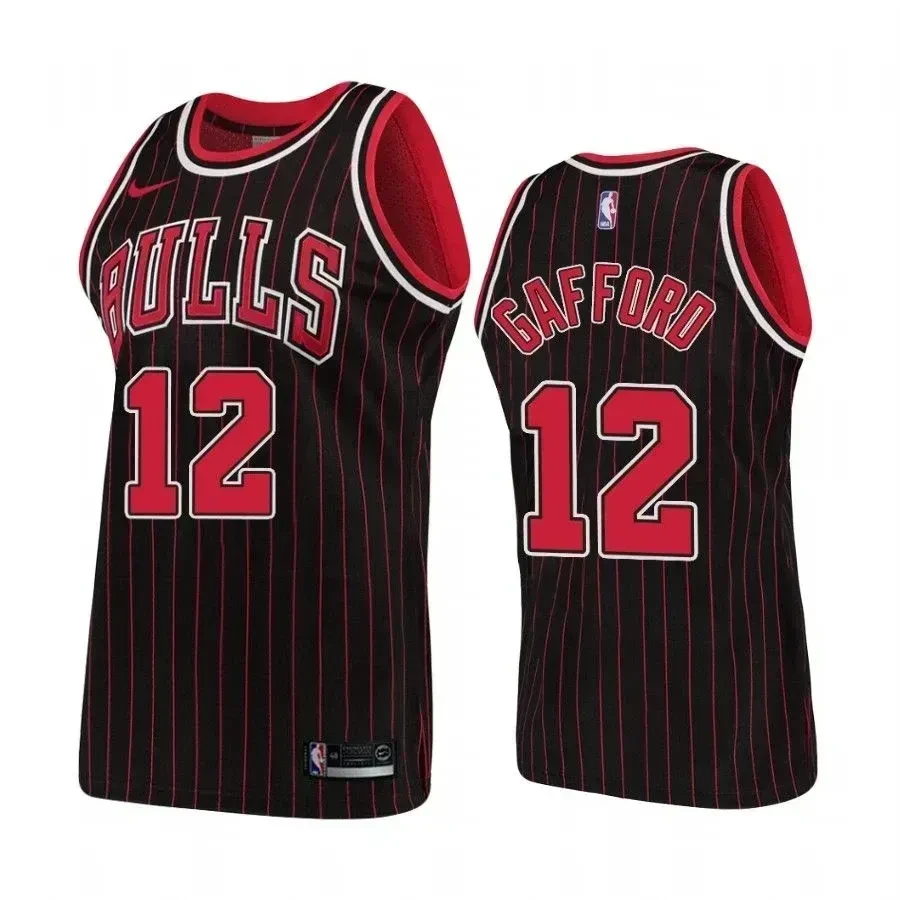 Men's Chicago Bulls 12 Daniel Gafford Hardwood Classics Black Jersey - JS251 