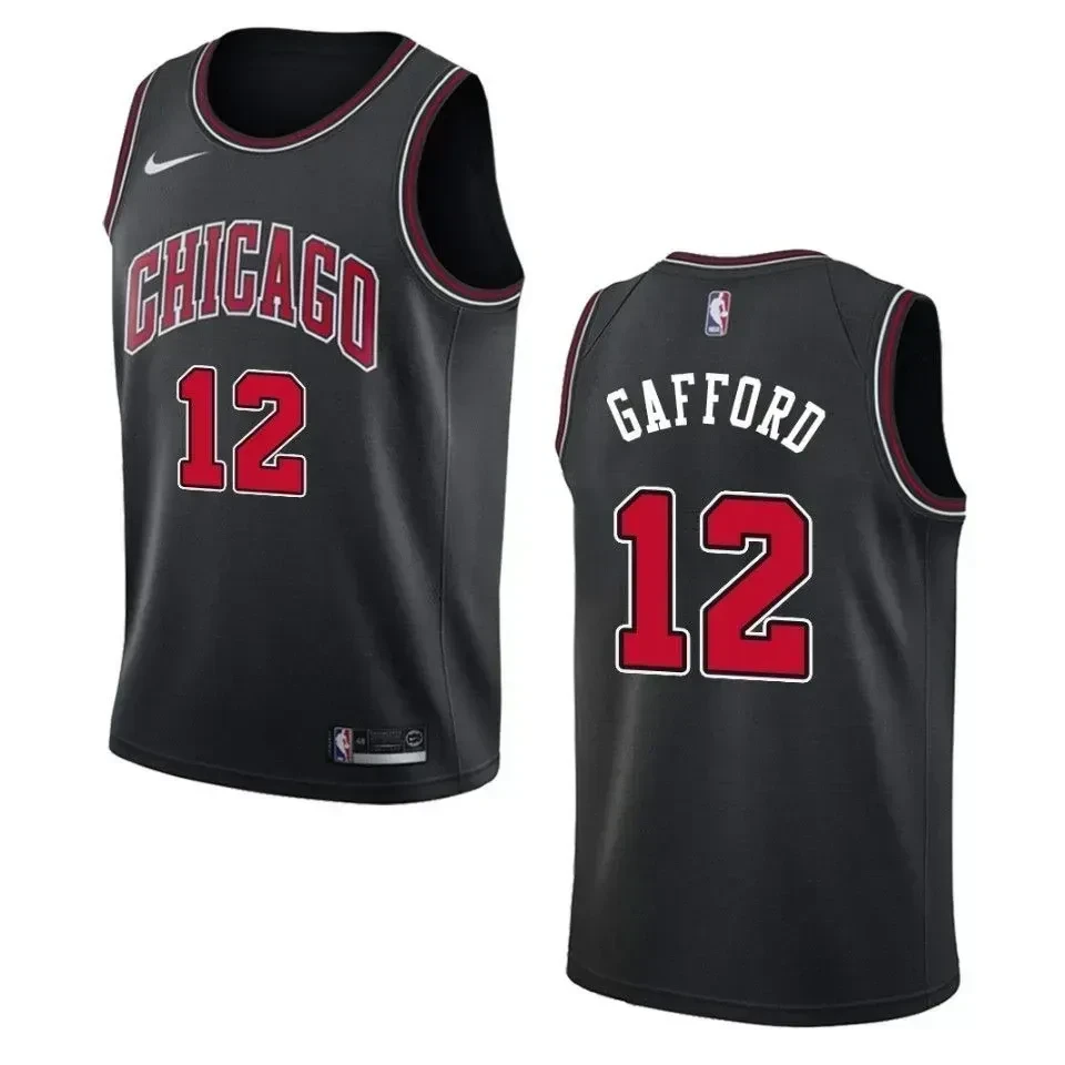 Men's Chicago Bulls 12 Daniel Gafford Statement Swingman Jersey - Black - JS742 
