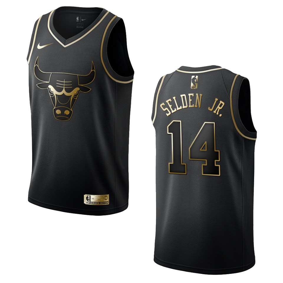 Men’s Chicago Bulls #14 Wayne Selden Jr. Golden Edition Jersey – Black