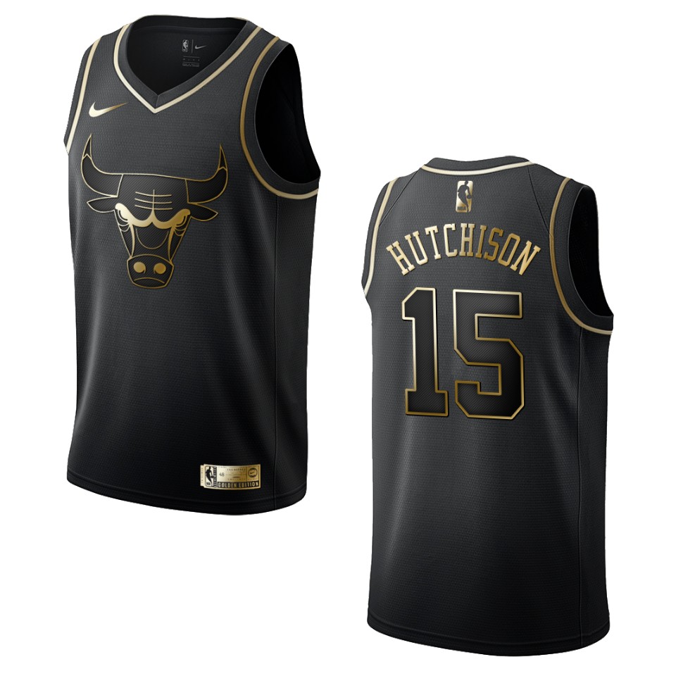 Men’s Chicago Bulls #15 Chandler Hutchison Golden Edition Jersey – Black