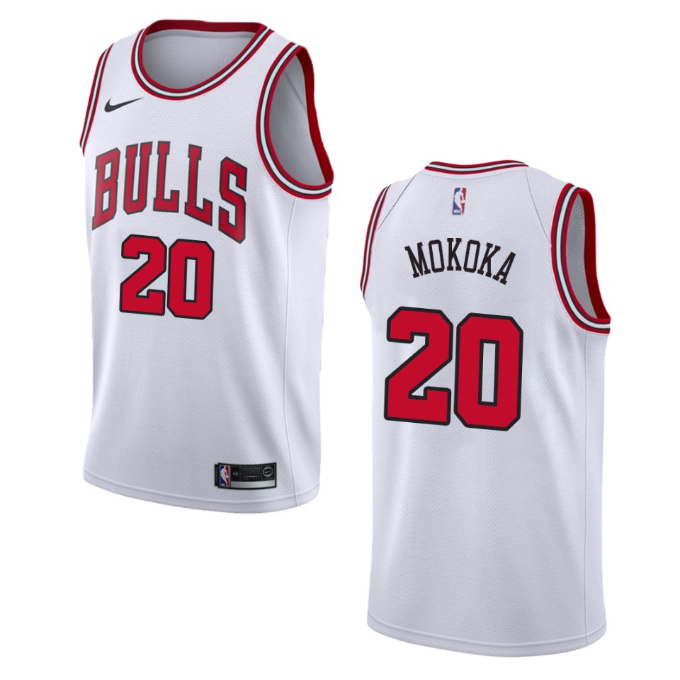 Men's Chicago Bulls #20 Adam Mokoka Association Swingman Jersey - White
