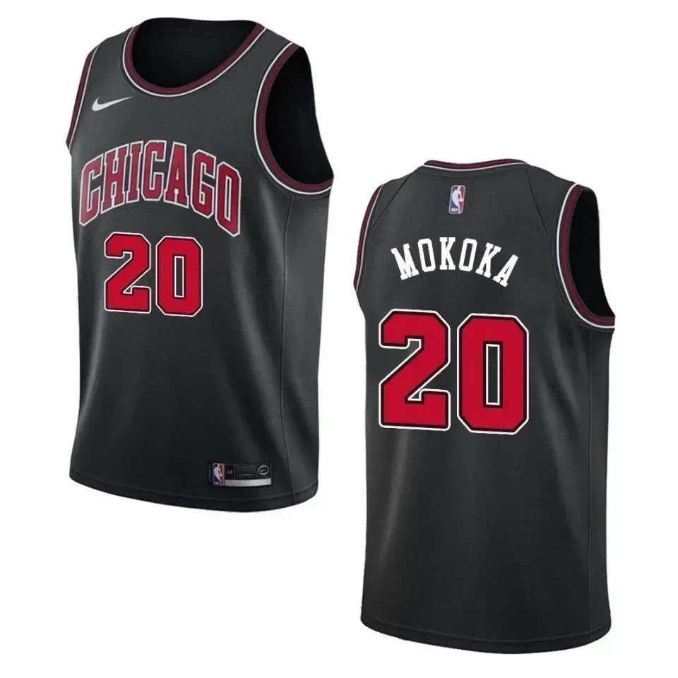 Men's Chicago Bulls 20 Adam Mokoka Statement Swingman Jersey - Black - JS627 