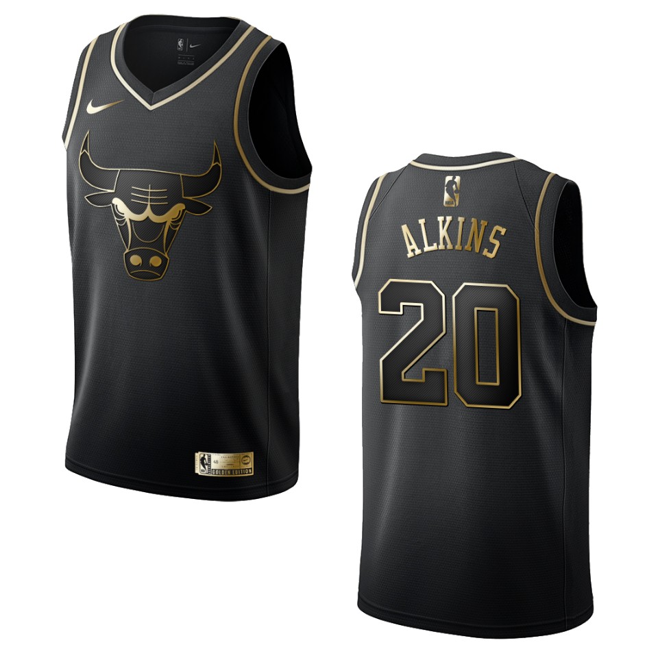 Men’s Chicago Bulls #20 Rawle Alkins Golden Edition Jersey – Black