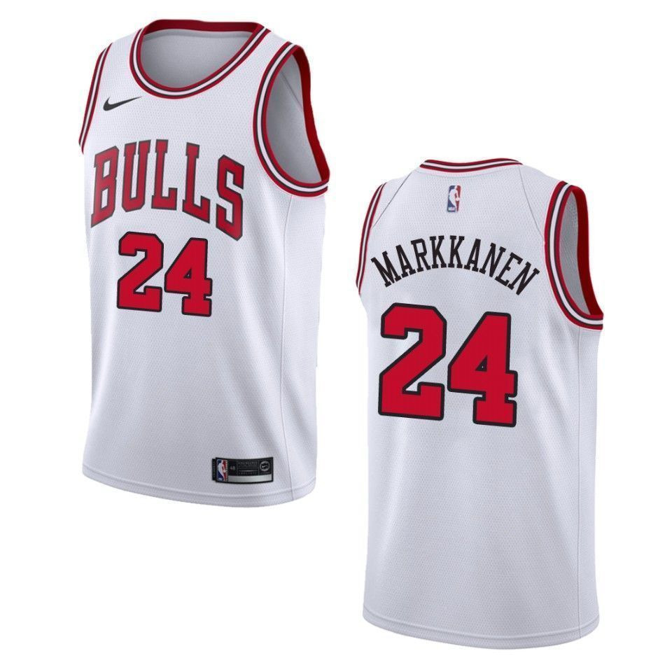Men's Chicago Bulls 24 Lauri Markkanen Association Swingman Jersey - Wihte - JS985 