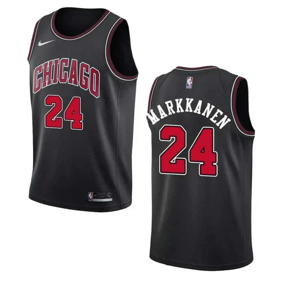 Men's Chicago Bulls 24 Lauri Markkanen Statement Swingman Jersey - Black - JS930 